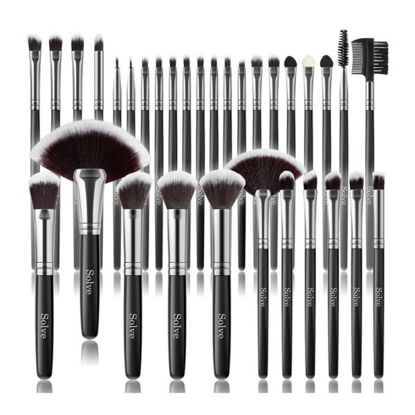 Makeup Brush Set, SOLVE 32 Pieces Professional Makeup Brushes Wooden Handle Cosmetics Brushes Foundation